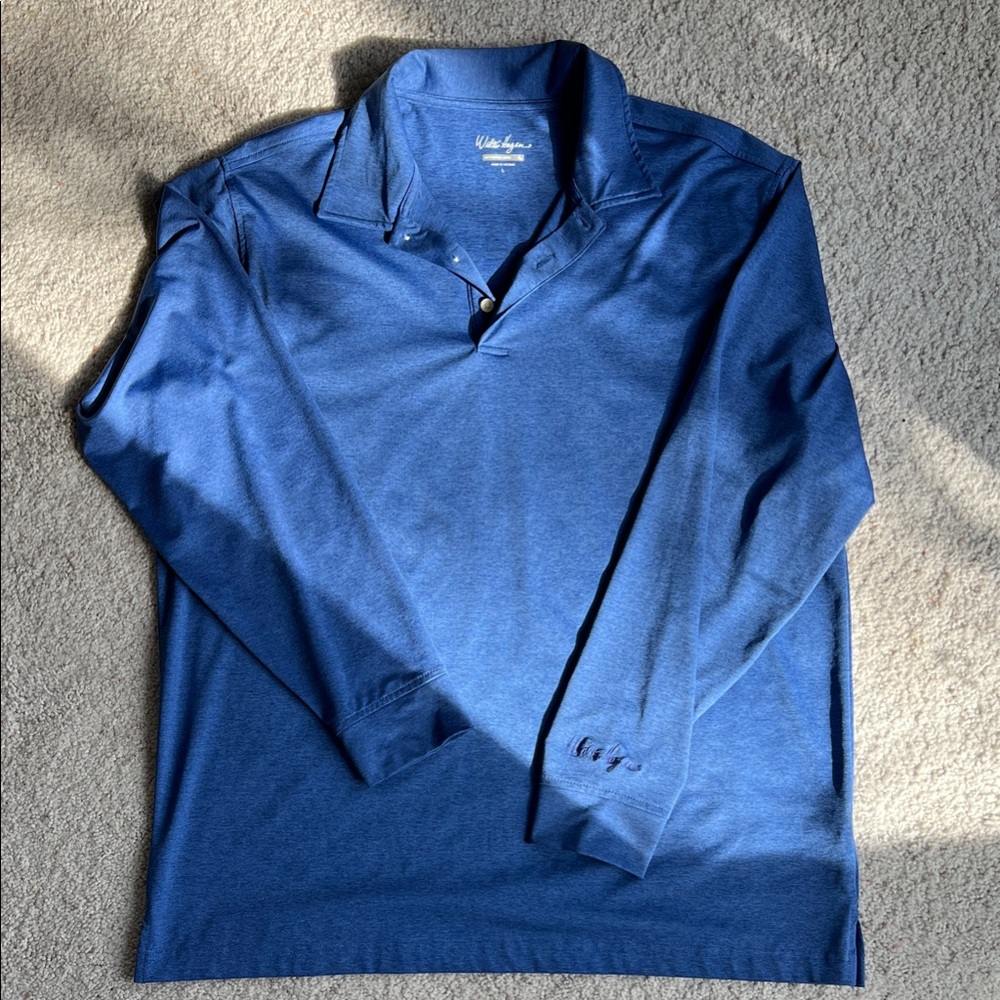 Walter Hagen Hydro Dri Men's Long Sleeve Blue Polo